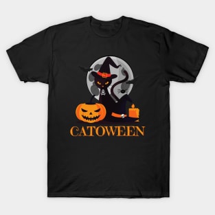 Catoween, cat halloween, happy halloween, cat lovers T-Shirt